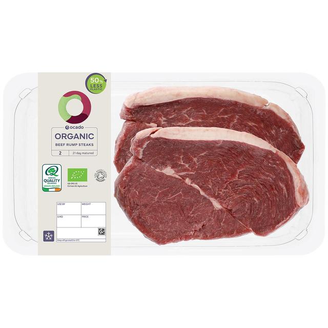 Ocado Organic 2 Beef Rump Steaks   Typically: 400g GOODS M&S   