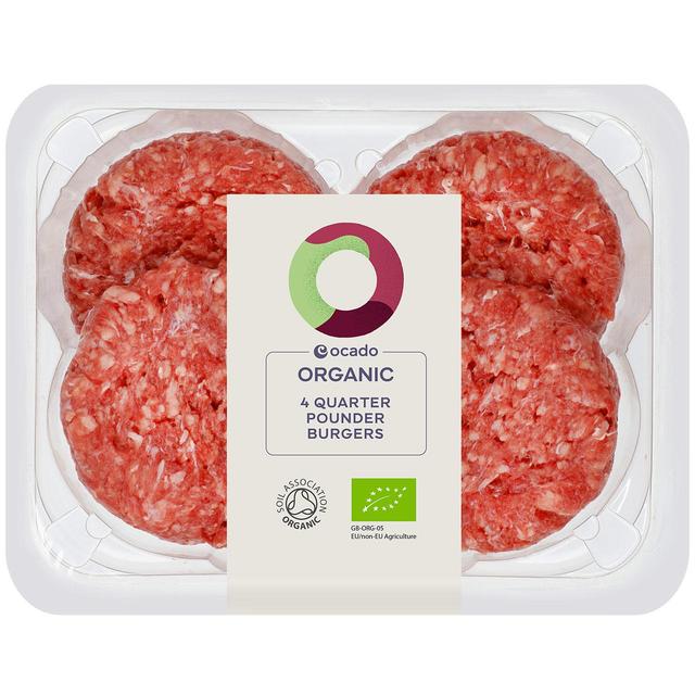 Ocado Organic 4 Quarter Pounder Burgers   454g