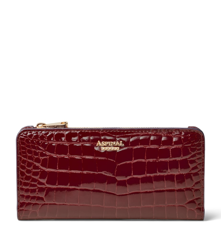 Aspinal of London large croc-embossed Mayfair purse (British brand)