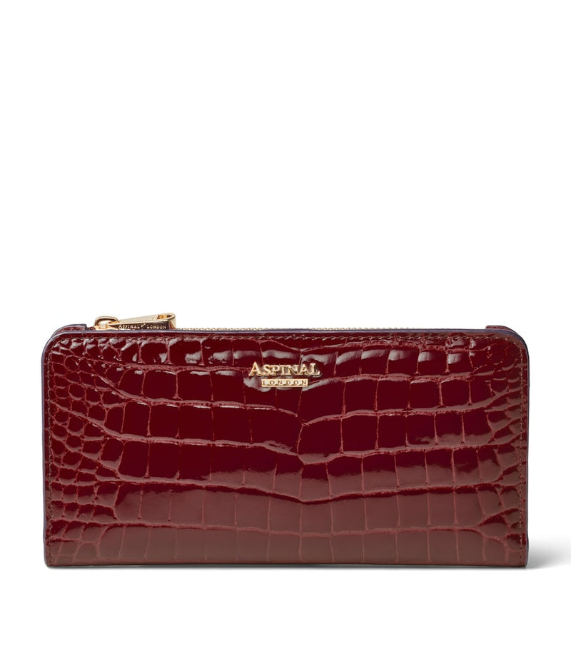 Aspinal of London large croc-embossed Mayfair purse (British brand)