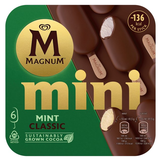 Magnum Mini Classic & Mint Ice Cream Sticks   6 x 55ml GOODS M&S   