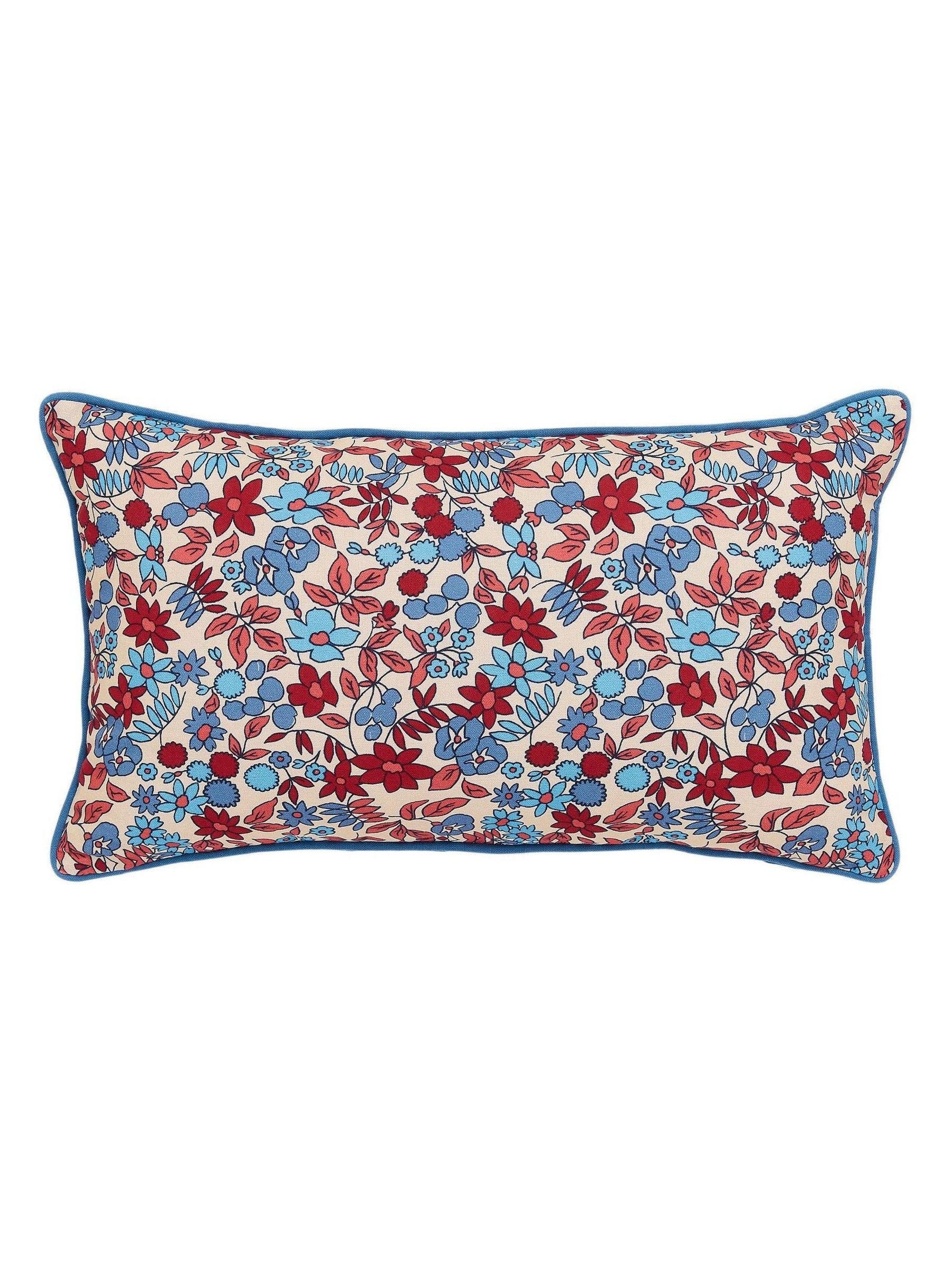 Land & Shore blue and red yarrow outdoor cushion 30x50cm, UK version