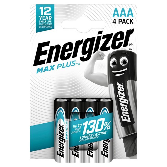 Energizer Max Plus AAA Batteries Alkaline   4 per pack