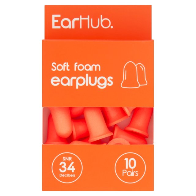 EarHub Premium Soft Orange Foam Earplugs   10 per pack GOODS M&S   