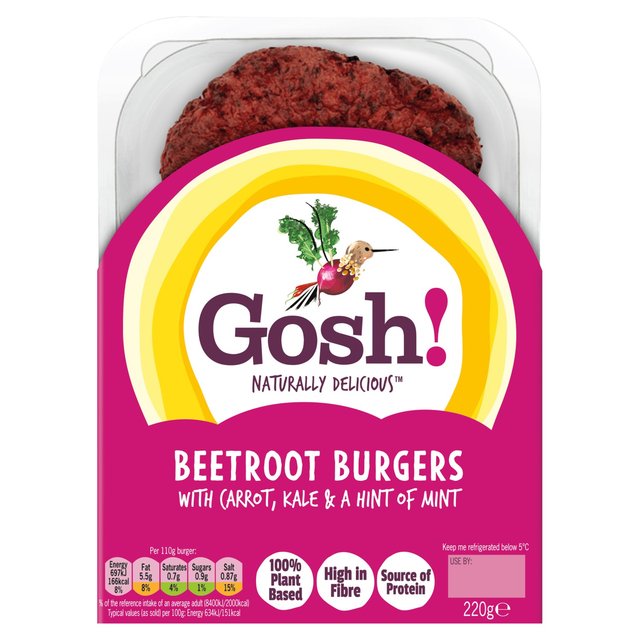 Gosh! Beetroot & Kale Burgers with a hint of mint.   220g GOODS M&S   