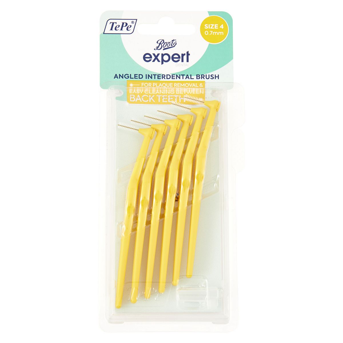 Boots Expert TePe Angled Interdental Brush Yellow 0.7mm GOODS Boots   