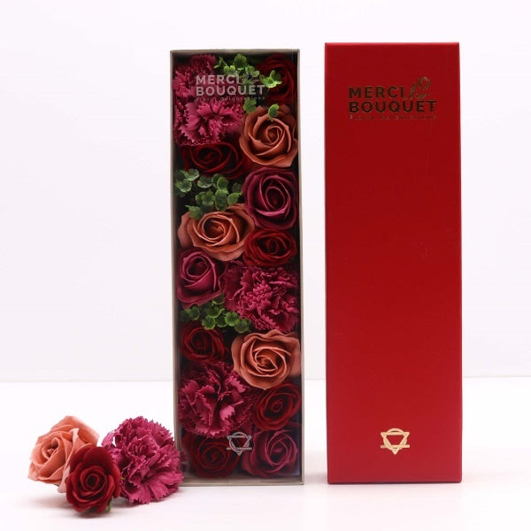 Merci Boutique soap bouquet vintage rose long box, imported from the UK