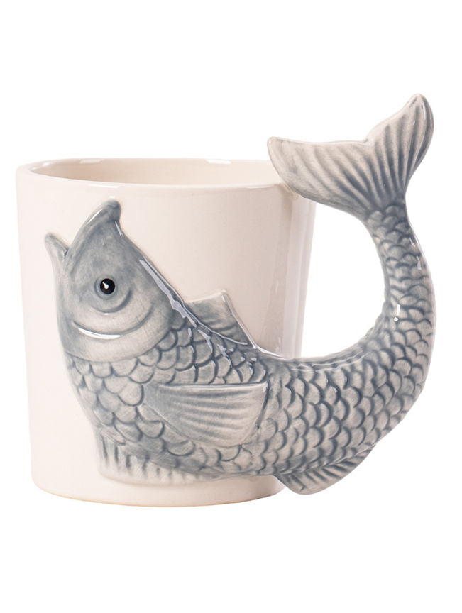 George Home White & Blue 3D Fish-Shaped Mug