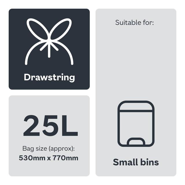 Ocado Small Tie Handle Pedal Bin Liners 25L   30 per pack GOODS M&S   