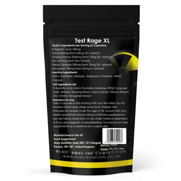 Nuke Nutrition Test Rage XL Testosterone Capsules -180ct GOODS Superdrug   