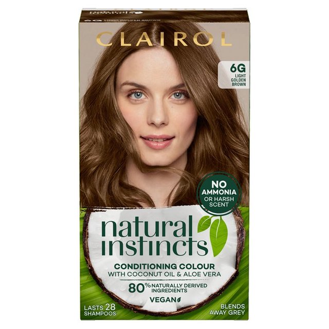 Clairol Natural Instincts Hair Dye 6G Light Golden Brown GOODS M&S   