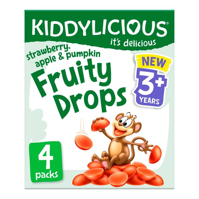 Kiddylicious Strawberry Apple & Pumpkin Fruity Drops Kids Snacks Multi   4 x 16g GOODS M&S   