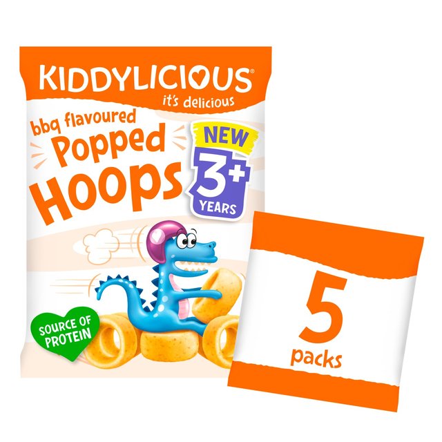 Kiddylicious BBQ Flavoured Popped Hoops Kids Snacks Multi   5 x 10g