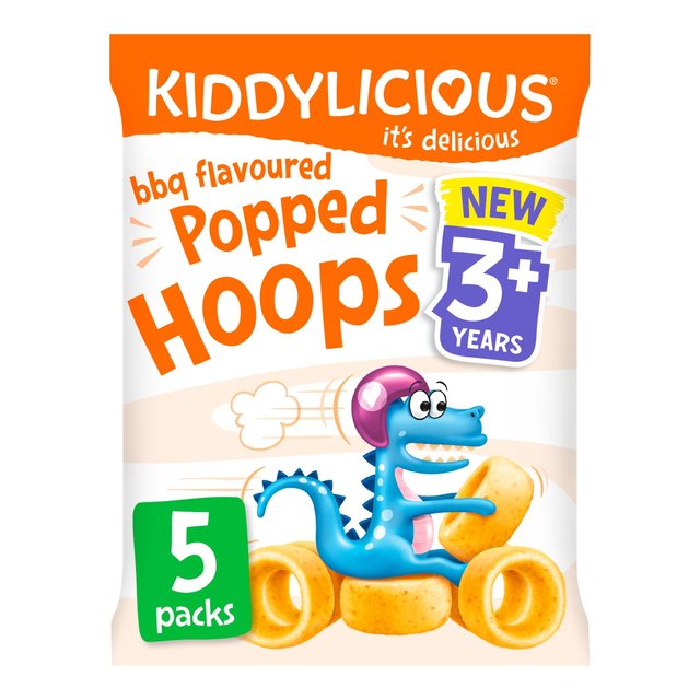 Kiddylicious BBQ Flavoured Popped Hoops Kids Snacks Multi   5 x 10g