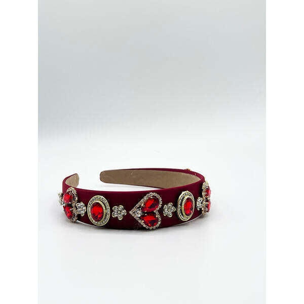 SVNX heart embellished headband in red (British brand)