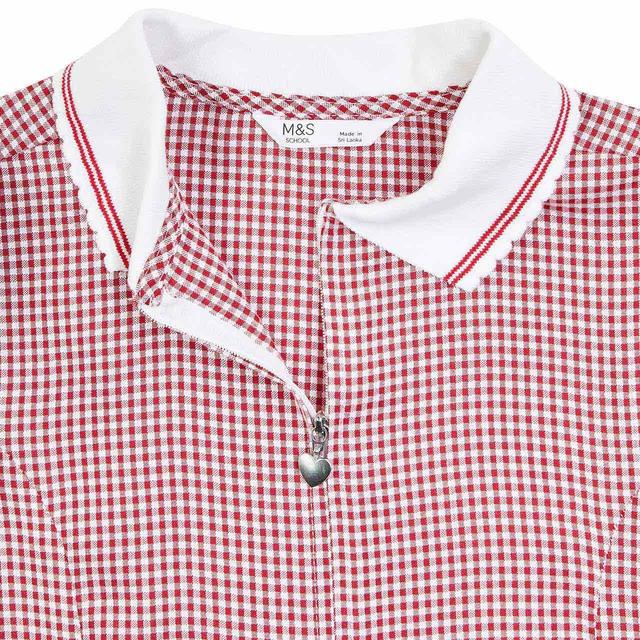 M&S Girls' Gingham Pleated School Dress 4-10 Years Red GOODS M&S   