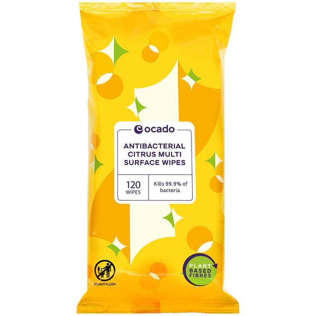 Ocado Antibacterial Multi Surface Citrus Wipes   120 per pack