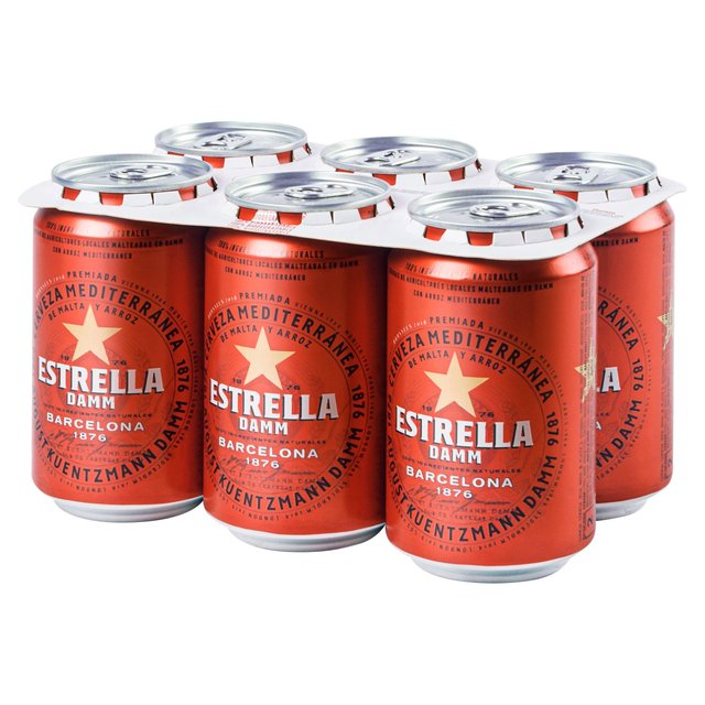 Estrella Damm Premium Lager Beer Cans   6 x 330ml GOODS M&S   