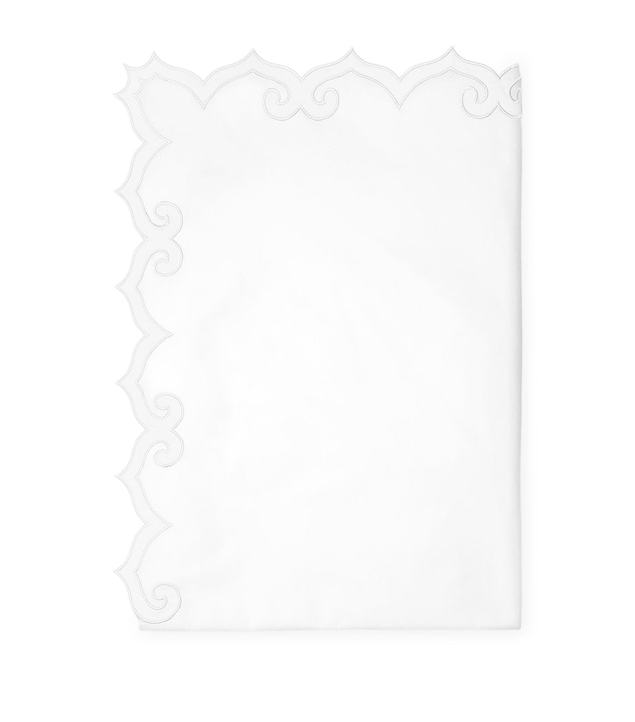 Pratesi king flat sheet with sateen appliqué 275cm x 275cm, imported from the UK