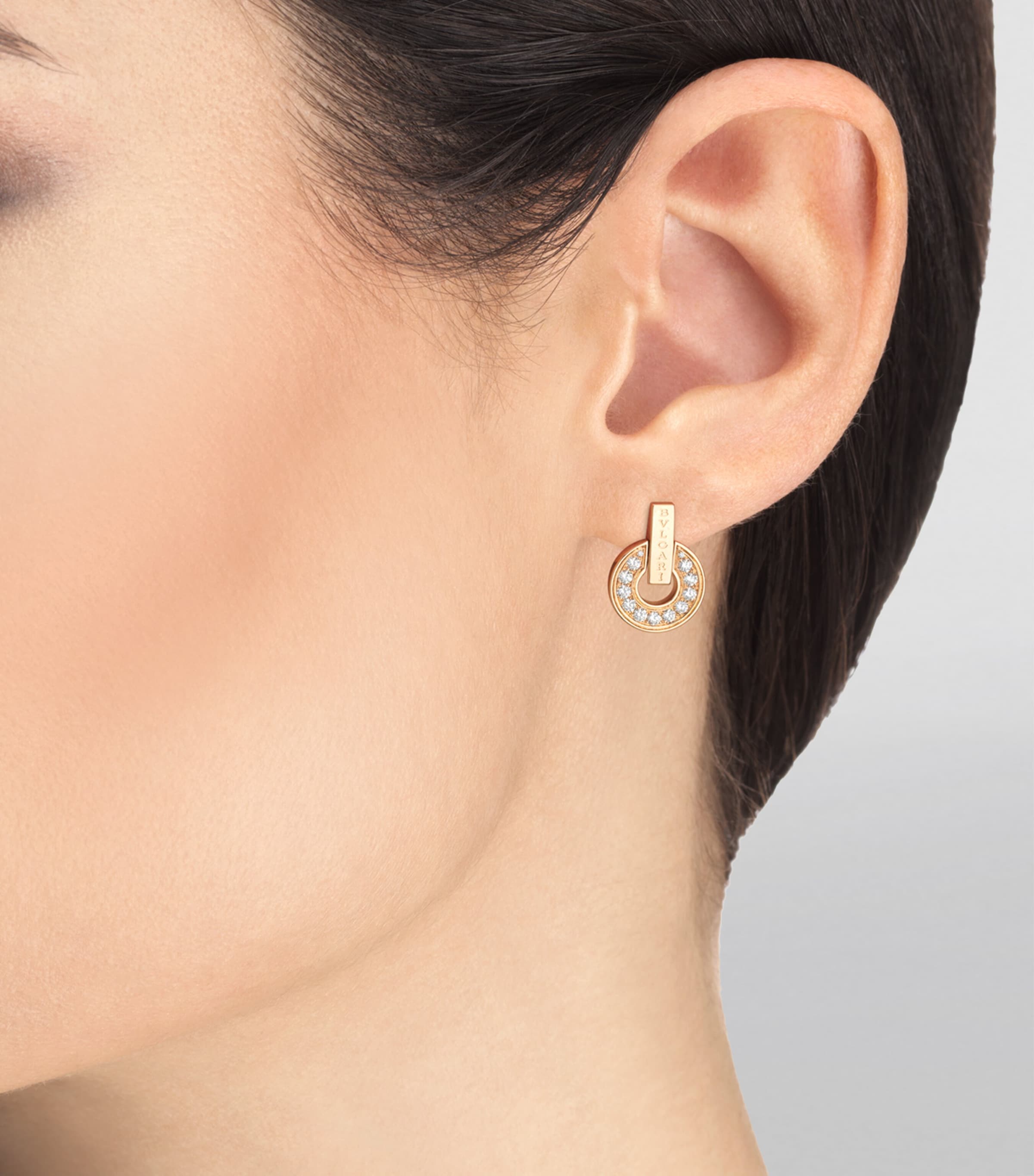 Bvlgari rose gold diamond earrings, UK version