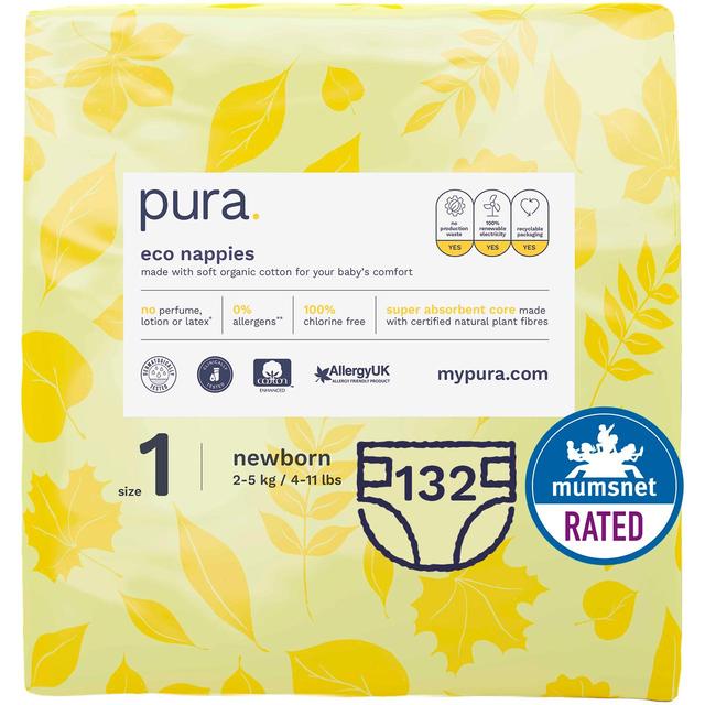 Pura Eco Nappies Size 1 (2-5kg)   6 x 22 per pack GOODS M&S   