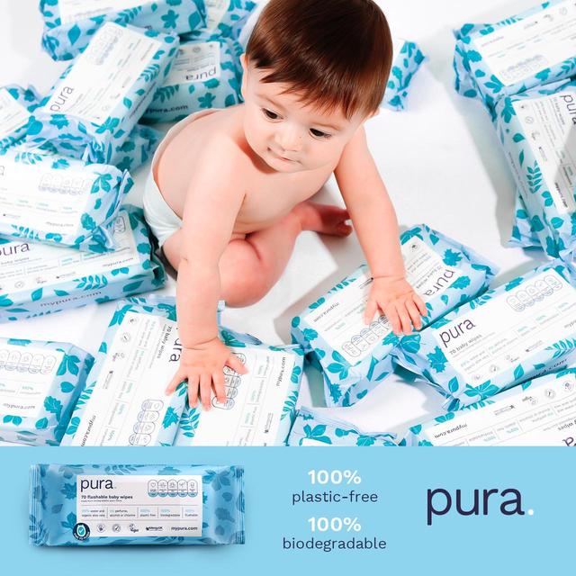 Pura Flushable Eco Baby Wipes Multipack   10 x 70 per pack GOODS M&S   