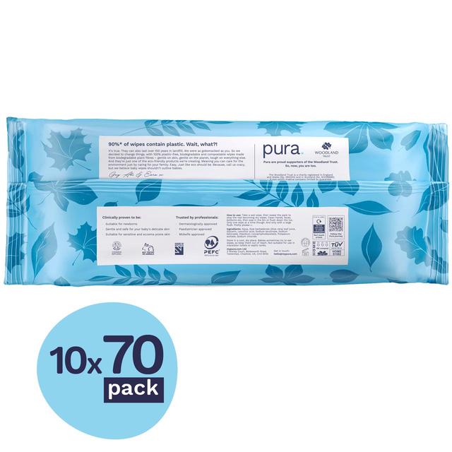 Pura Flushable Eco Baby Wipes Multipack   10 x 70 per pack GOODS M&S   