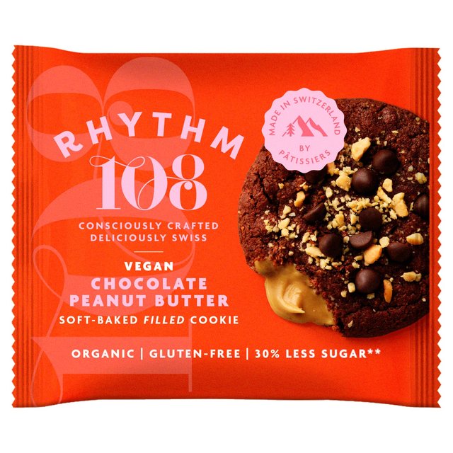 Rhythm 108 Swiss Vegan Chocolate Peanut Butter Soft-Baked Filled Cookie   50g