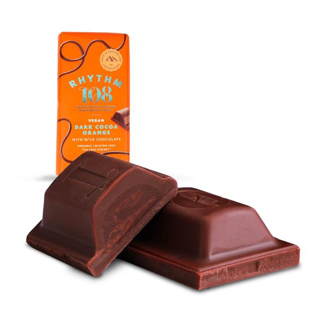 Rhythm 108 Swiss Vegan Dark Cocoa Orange Bar with M'lk Chocolate   100g GOODS M&S   