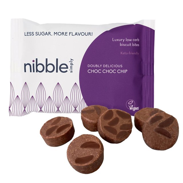 Nibble Simply Doubly Delicious Choc Choc Chip Low Carb Biscuit Bites   36g