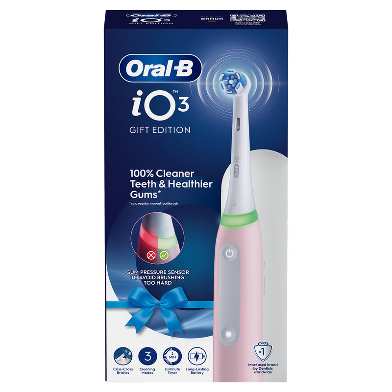 Oral-B iO 3 electric toothbrush pink with travel case (British brand)