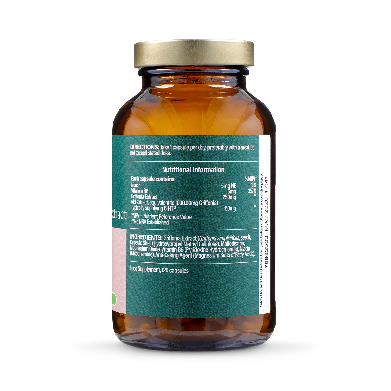 Holland & Barrett Griffonia Seed Extract 120 Capsules, UK version