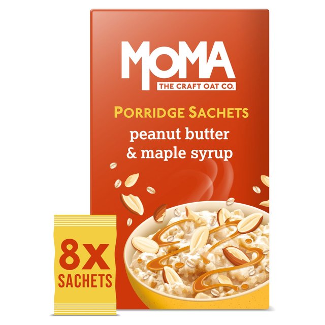 MOMA Peanut Butter & Maple Syrup Jumbo Oat Porridge Sachets Vegan   8 per pack GOODS M&S   