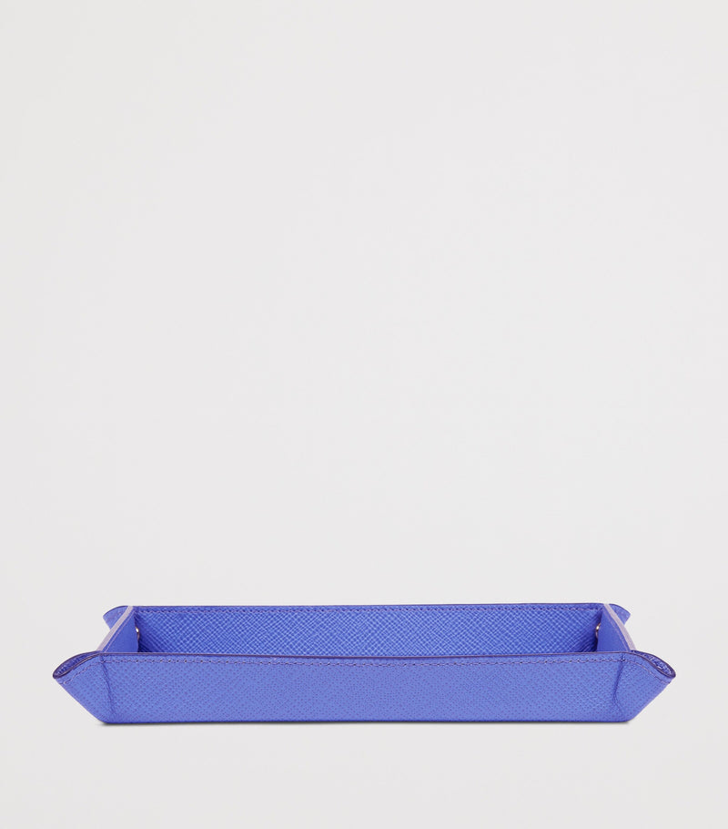 Smythson small leather Panama rectangular trinket tray (British brand)