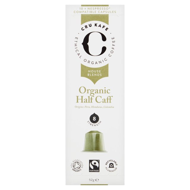 CRU Kafe Organic Half Caff Nespresso Compatible Capsules   10 per pack