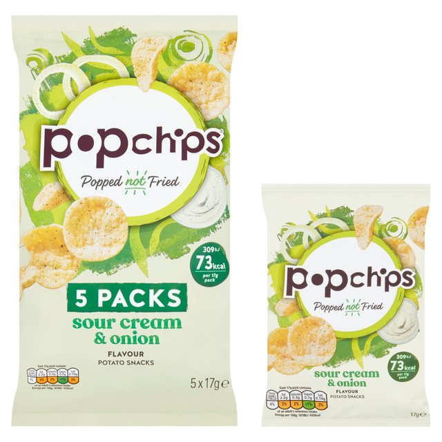 popchips Sour Cream & Onion Multipack Crisps   5 per pack GOODS M&S   