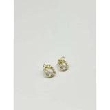 SVNX pearl and diamante bow wreath stud earrings gold stainless steel - British product