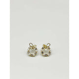 SVNX pearl and diamante bow wreath stud earrings gold stainless steel - British product
