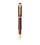 Cartier composite rollerball pen with gold-tone details and blue resin cabochon, 15cm length - British product