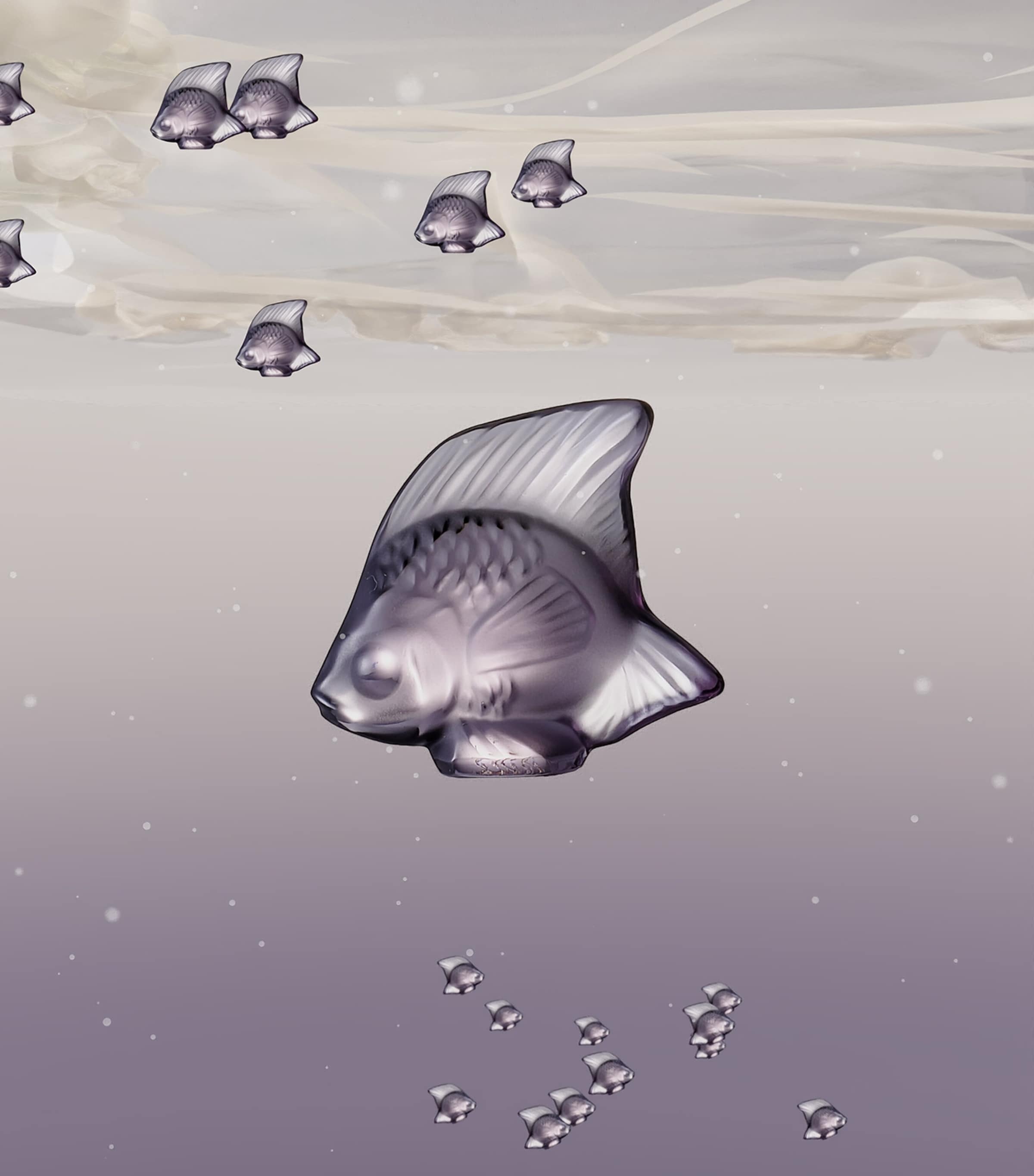 Lalique crystal fish sculpture purple, UK version