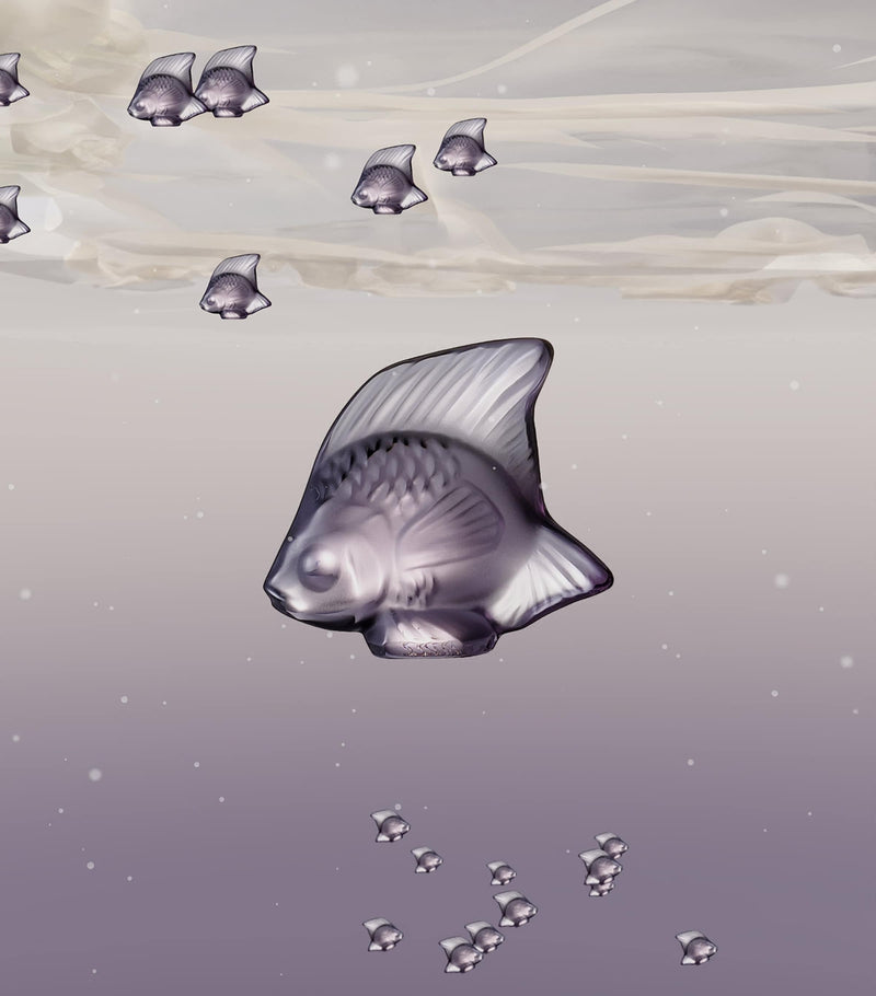 Lalique crystal fish sculpture purple, UK version