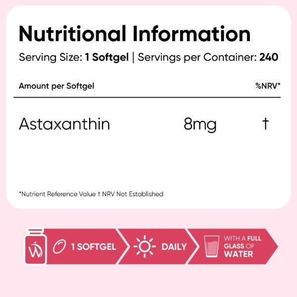 WeightWorld natural astaxanthin 8mg softgels 240 count (British brand)