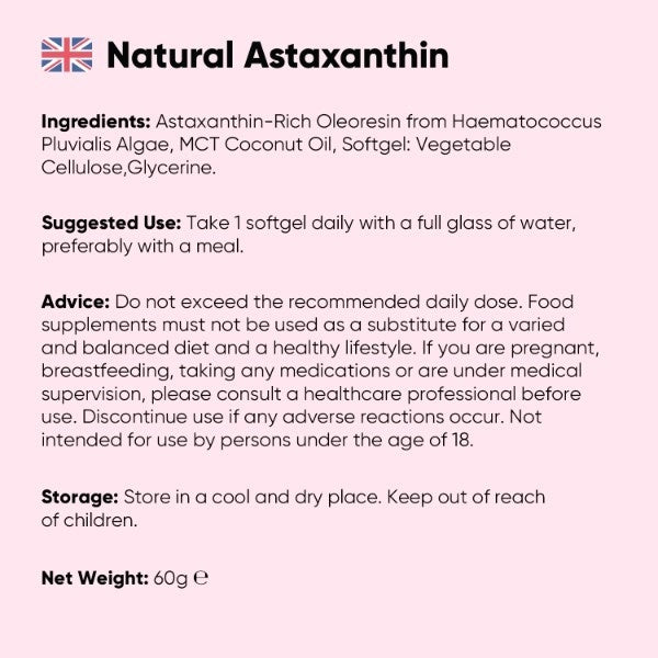 WeightWorld natural astaxanthin 8mg softgels 240 count (British brand)