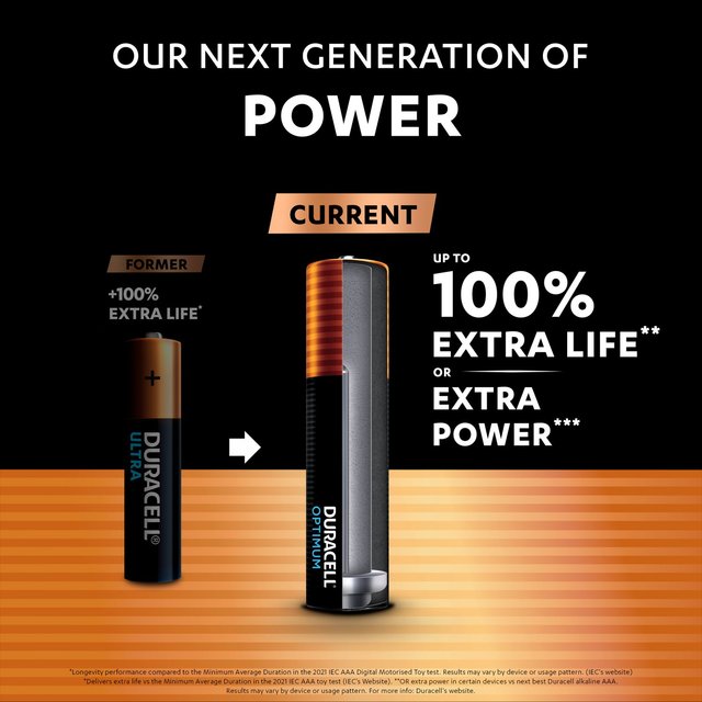 Duracell Optimum AAA Batteries   4 per pack GOODS M&S   