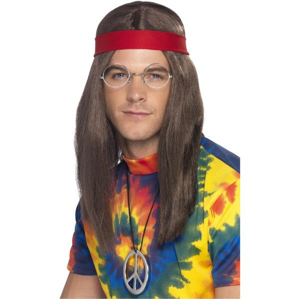 Smiffys Hippy Man Kit costume with wig, specs, medallion, headband, UK version