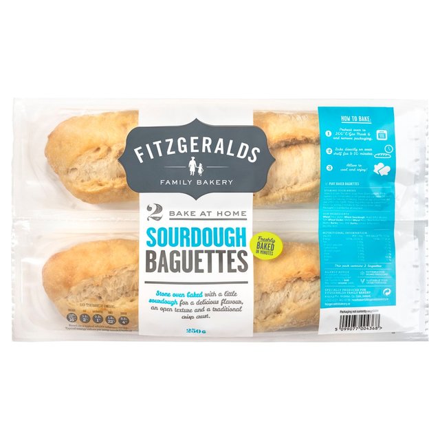 Fitzgeralds Bake At Home 2 Sourdough Baguettes   2 per pack GOODS M&S   