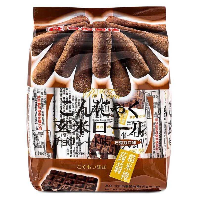 Pei Tien konjac brown rice rolls chocolate flavour - British product