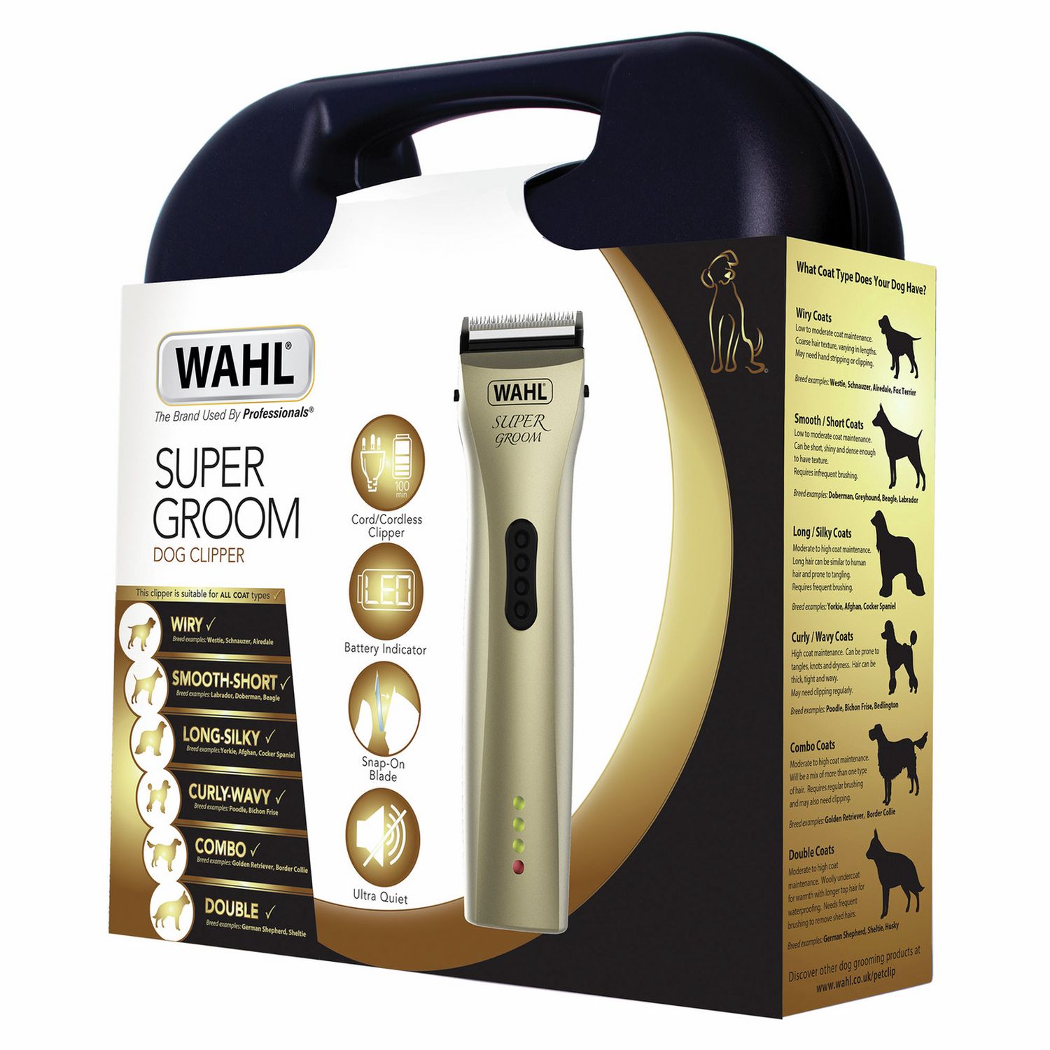 Wahl Super Groom Premium Rechargeable dog clipper kit (British brand)