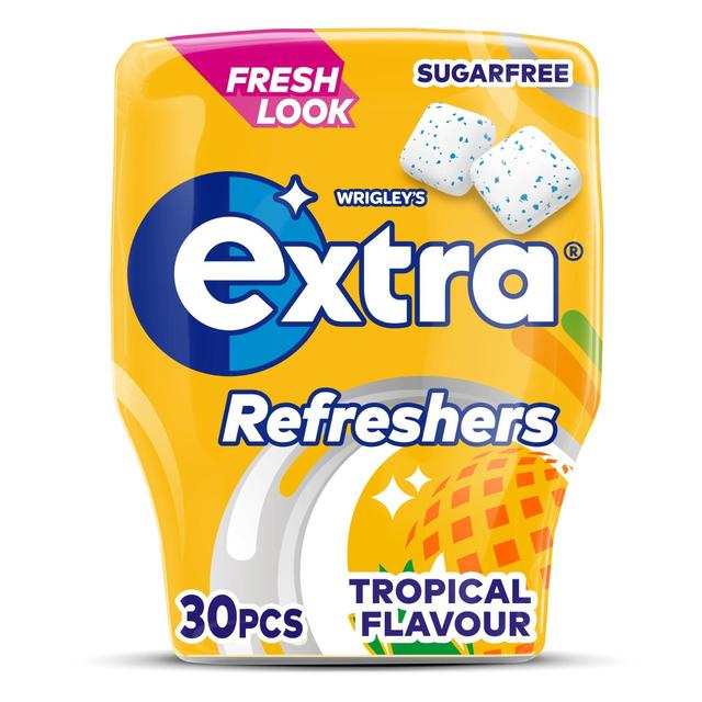 Extra Refreshers Tropical Flavour Sugarfree Chewing Gum Bottle 30 Pieces   67g GOODS M&S   