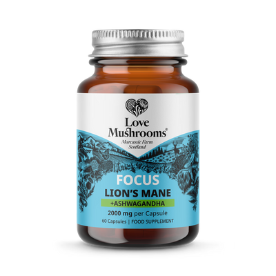Holland & Barrett Love Mushrooms Lion's Mane + Ashwagandha 2000mg Dietary Supplement Capsules- Buy online at McGrocer